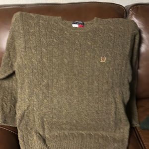 Tommy Hilfiger cable-knit crewneck sweater.  Heather-brown.